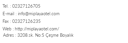 Mi Playa Hotel telefon numaralar, faks, e-mail, posta adresi ve iletiim bilgileri